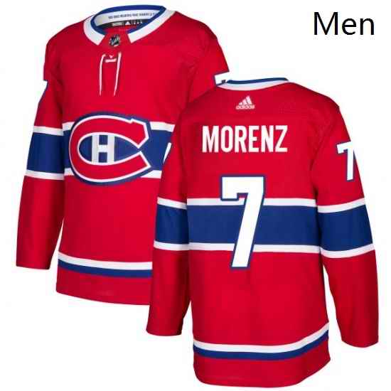 Mens Adidas Montreal Canadiens 7 Howie Morenz Authentic Red Home NHL Jersey